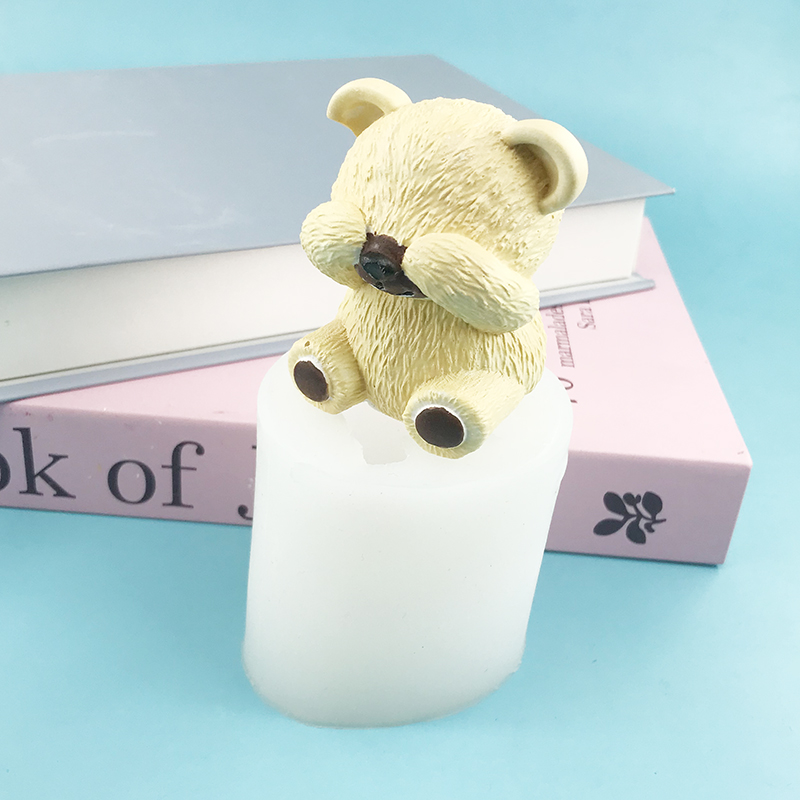 Candle Supplies Eu - 目隠しリトルベアシリコーン型 DIY 手作り石鹸型キャンドル型フォンダンケーキデコレーションキッチン用品