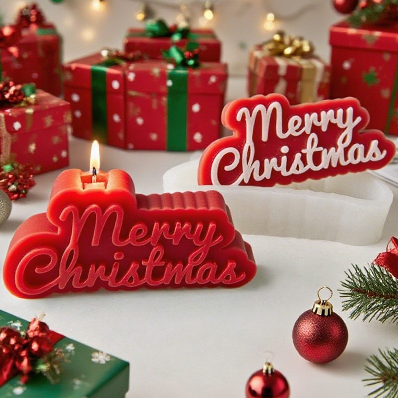 Candle Fragrance Supplies - 1 ピース、クリスマスアルファベットシリコンモールドフレグランスキャンドル手作り石鹸装飾品 DIY ベーキングフォンダン装飾用品