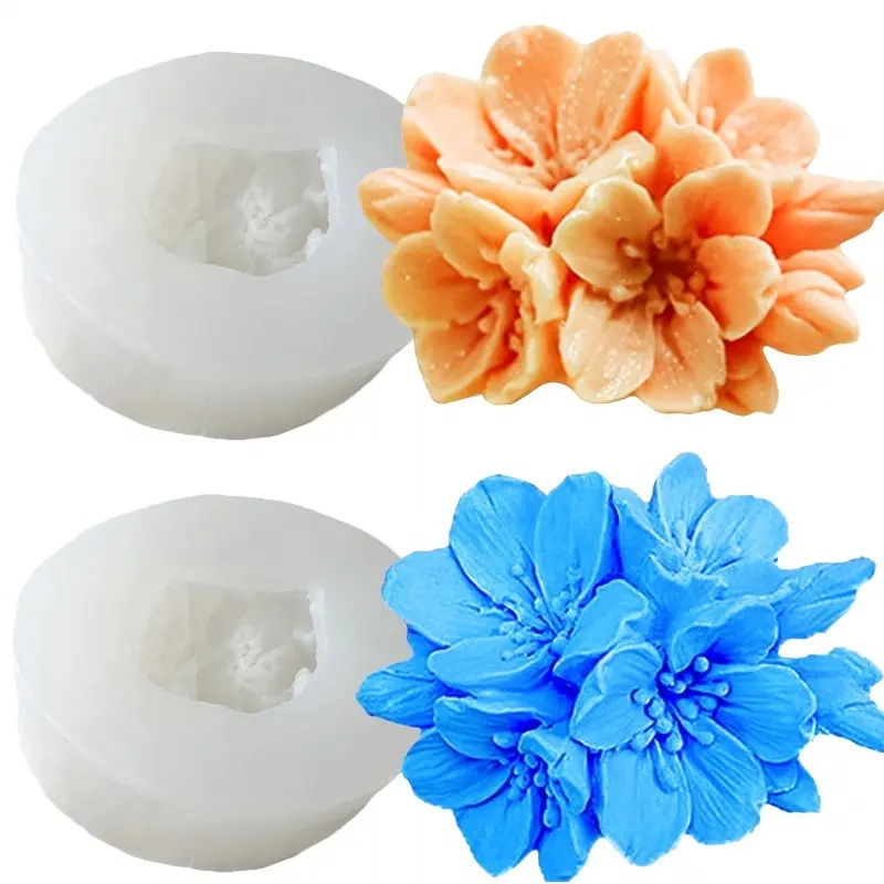 Candle Fragrance Supplies - 2個入りシリコンモールドセット、桜のデザイン、DIYカーフレグランスキャンドル作成ツール、手作り石鹸モールドキット、クラフト用品