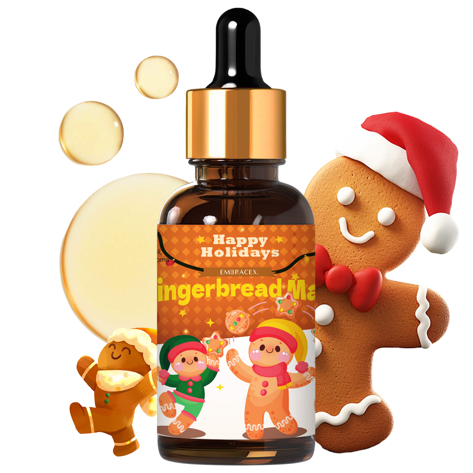 Candle Making Supplies Fragrance Oils - 30ml ジンジャーブレッドマン エッセンシャルオイル カー用品、キャンドル作り用フレッシュフレグランス、友人へのギフト、クリスマス温かい香り、アロマセラピー