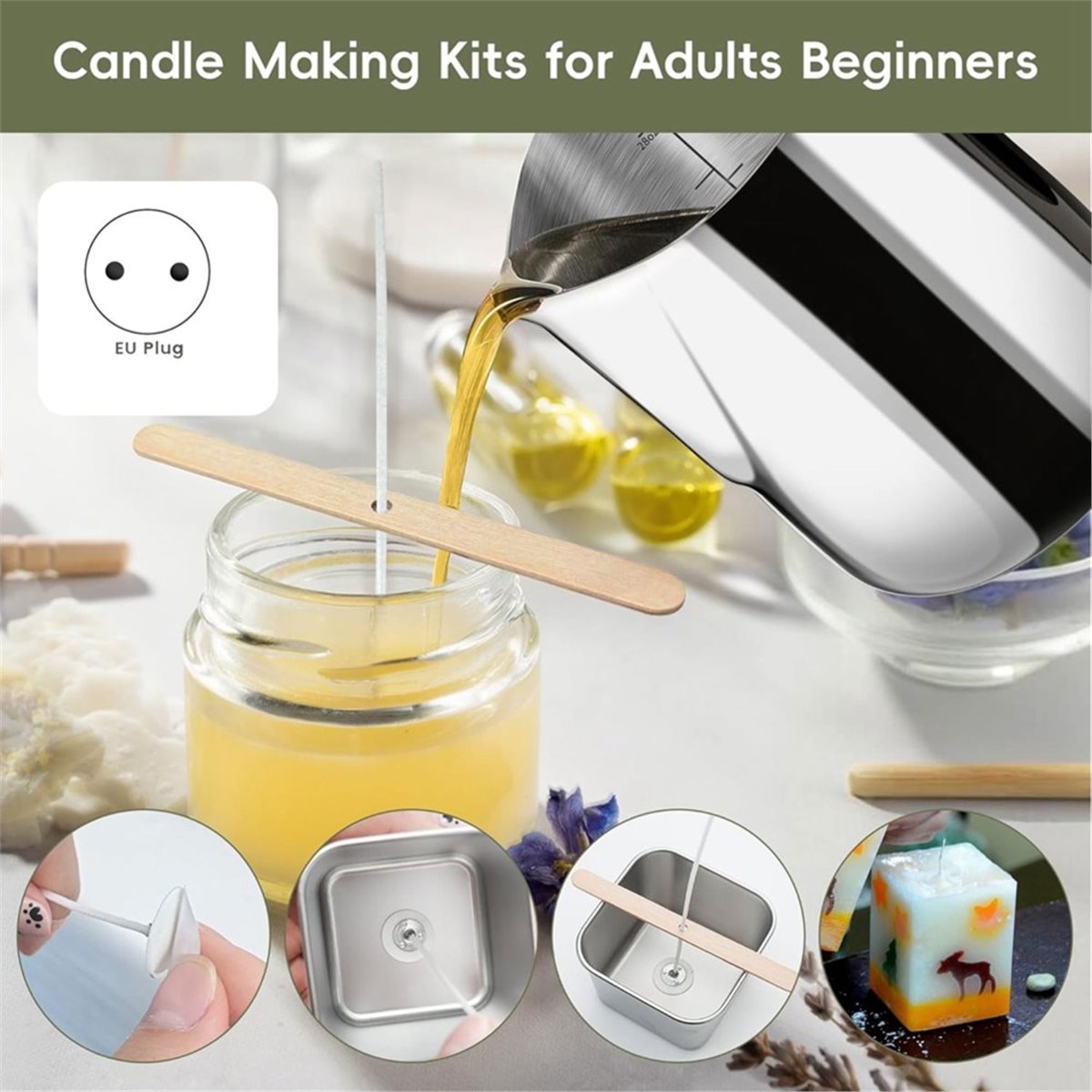 Candle Supplies Eu - 2026年新製品 ホットプレート付きキャンドル製作キット 初心者向けキャンドル製作キット、DIYクラフト用キャンドル製作用品 EU