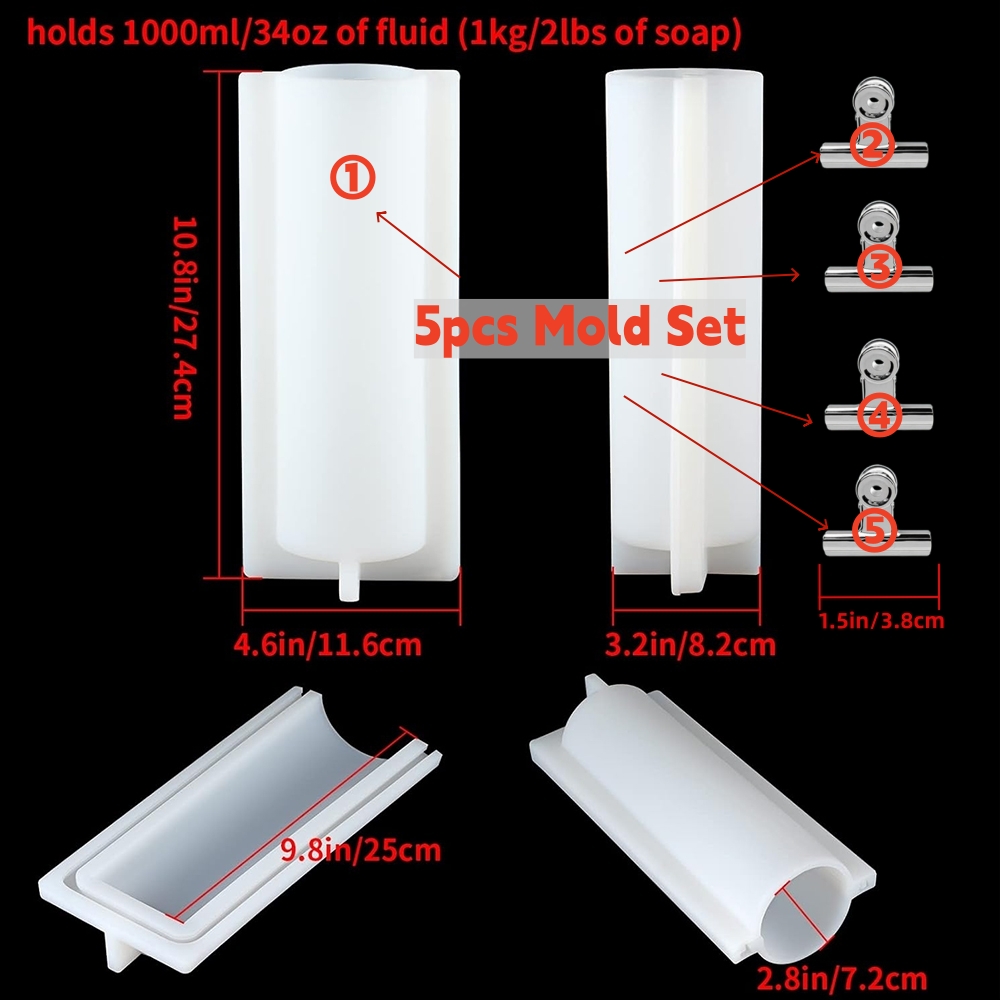 大きな円筒形石鹸型（クリップ付き）、1000mlシリコン製円 - Candle Supplies To Make Candles のレビューと価格