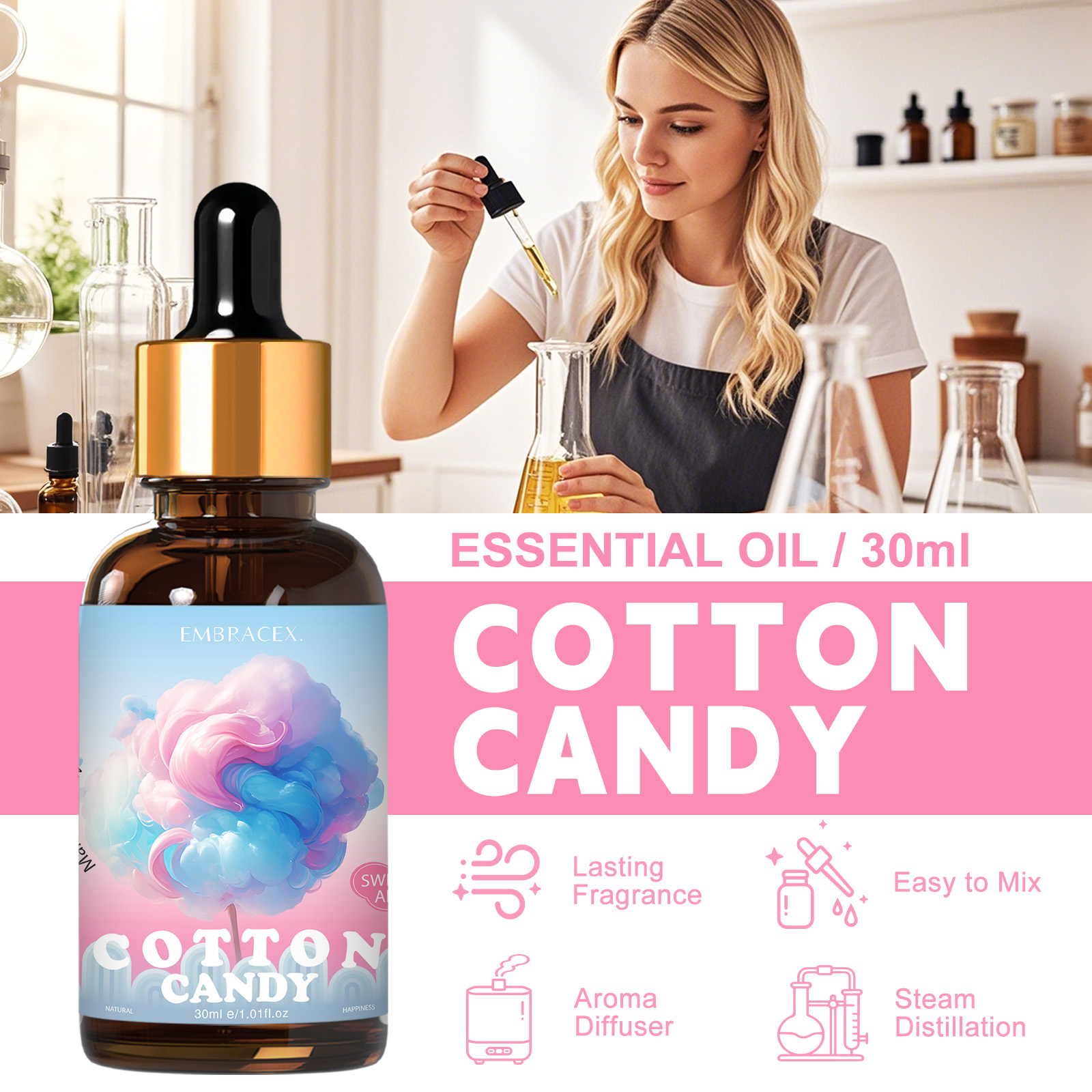 30ml コットンキャンディー エッセンシャルオイル 車用品 - Candle Making Supplies Fragrance Oils のレビューと価格