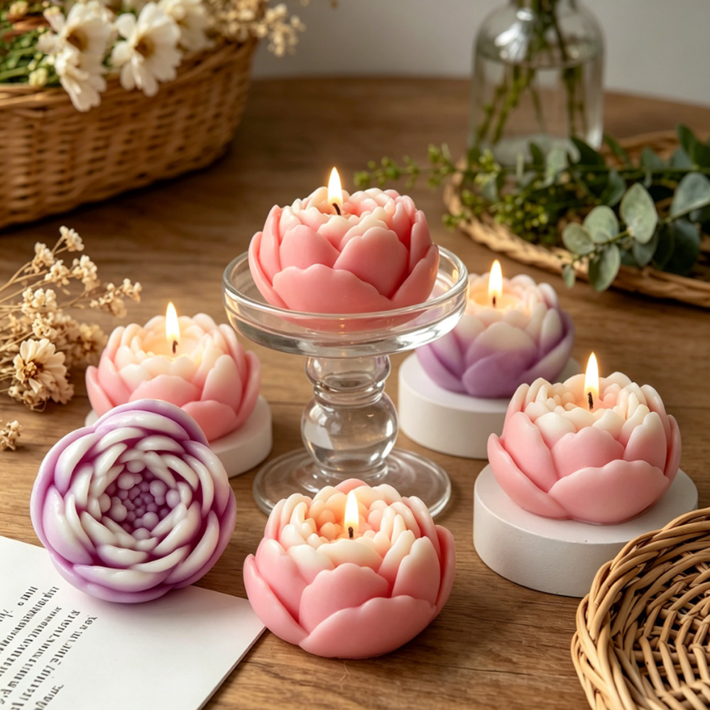 3Dフラワーシリコンモールド牡丹バラ蓮キャンドル作成用品アロ - Candle Supplies Shop のレビューと価格