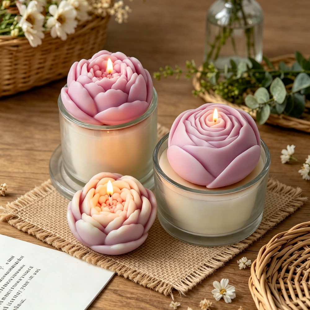 3Dフラワーシリコンモールド牡丹バラ蓮キャンドル作成用品アロ - Candle Supplies Shop のレビューと価格