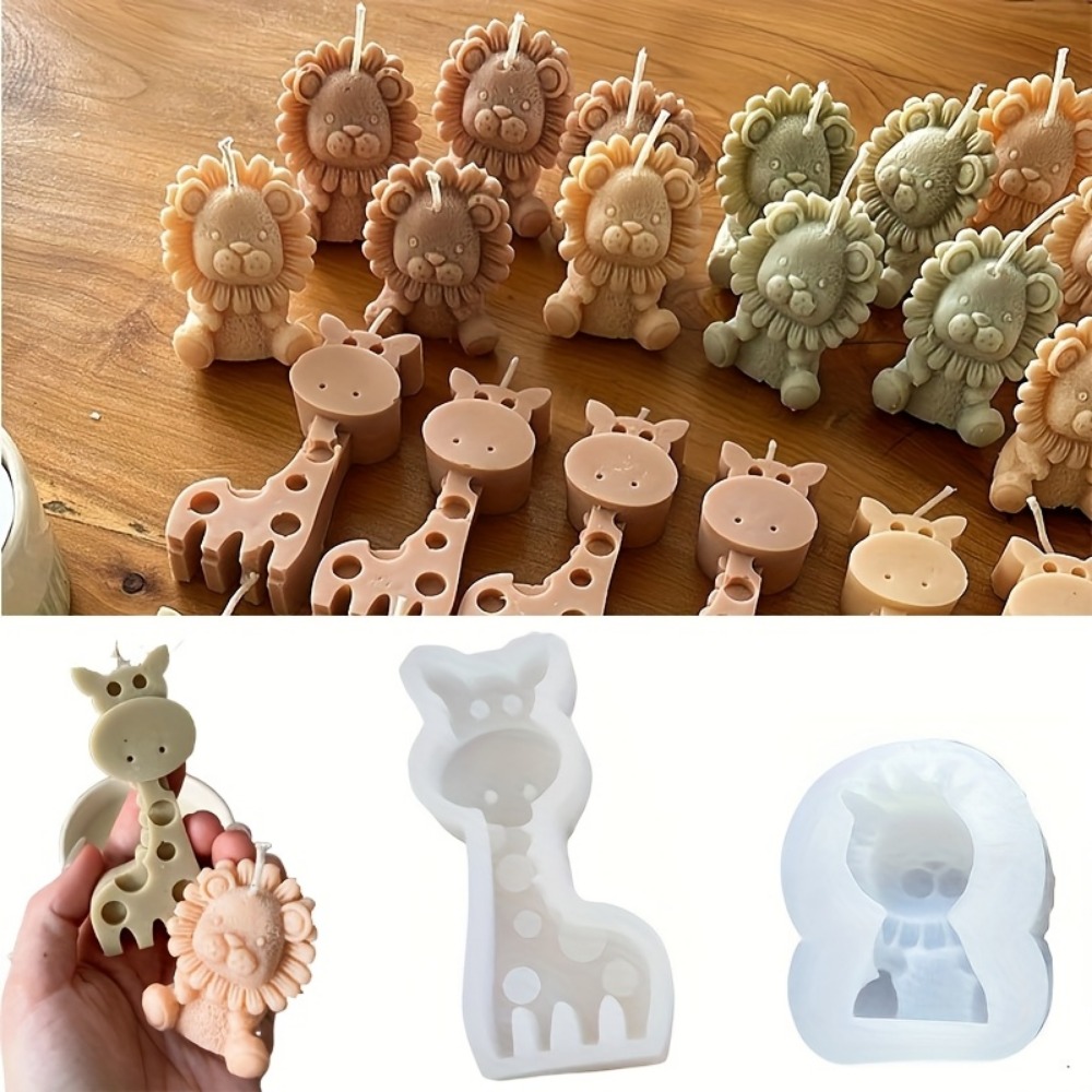 ライオンとキリンのシリコンモールド、かわいい再利用可能なキャ - Candle Fragrance Supplies のレビューと価格
