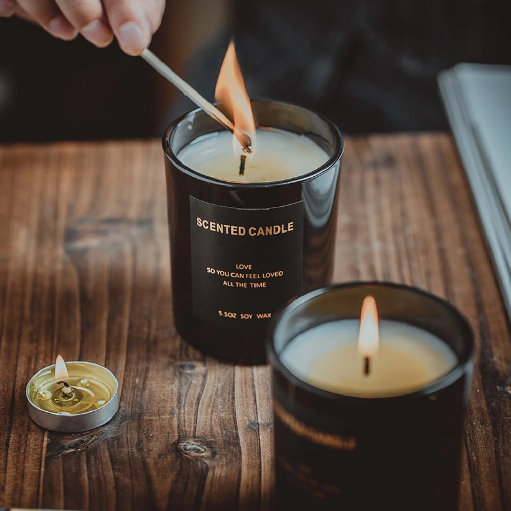高級ガラスキャンドルジャーブラックホワイトガラスキャンドルホ - Luxury Candle Supplies Usa のレビューと価格