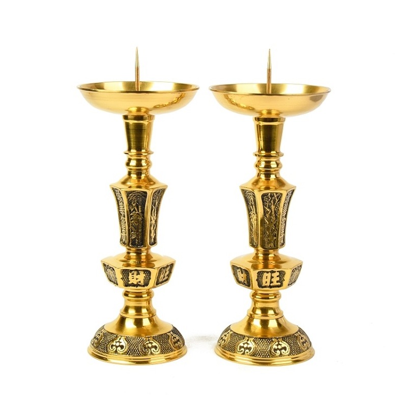 豪華で上品な真鍮製の燭台一対、寺院の装飾、仏具、結婚式の燭台 - Luxury Candle Supplies Usa のレビューと価格